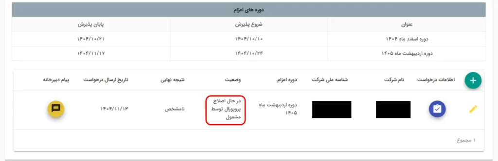 اصلاح پروپوزال در سامانه  PRS برای زمان بندی پروژه 