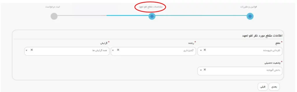 فرم اطلاعات مقطع تحصیلی