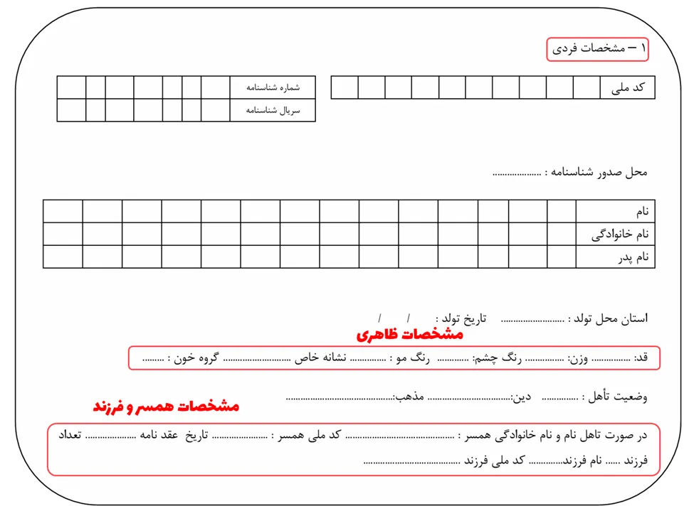 بخش مشخصات فردی در کاربرگ مشخصات دانش‌آموخته برتر
